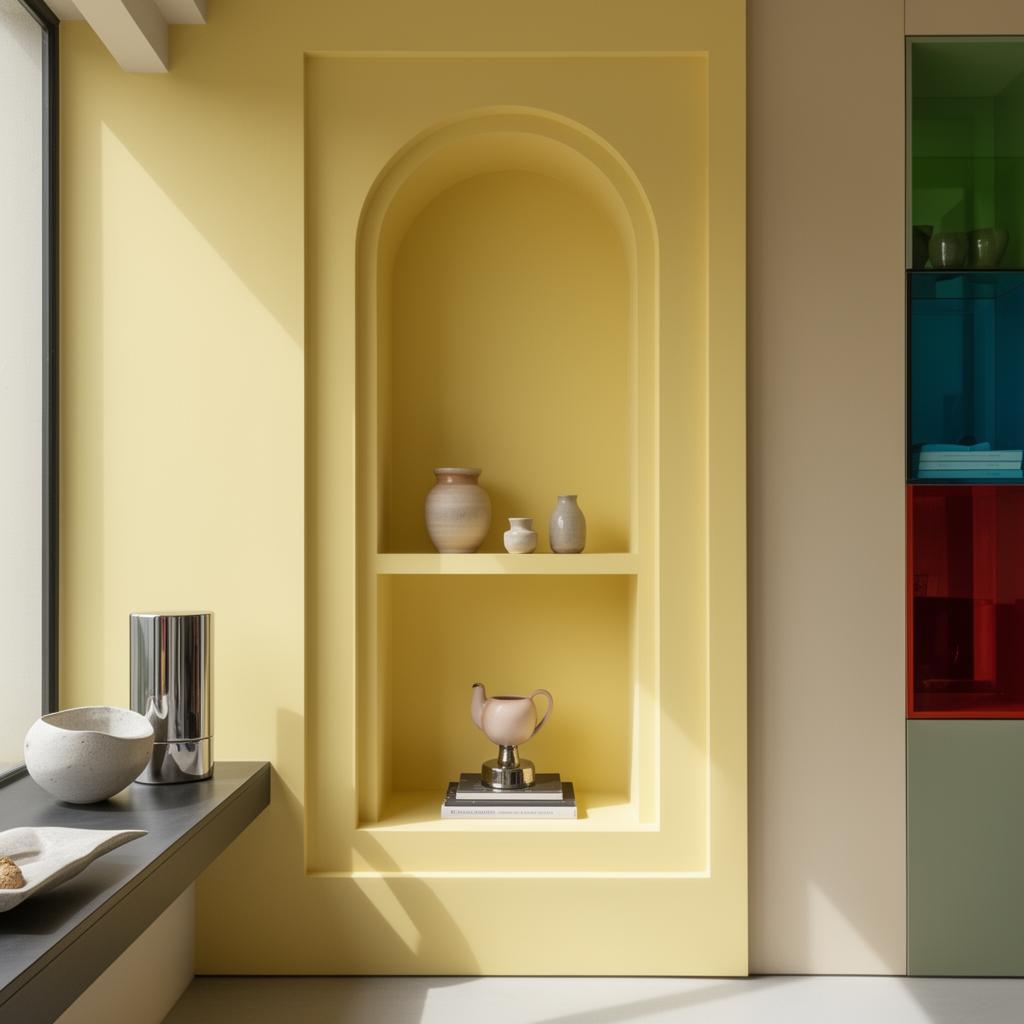 Niche jaune beurre, céramique chinée